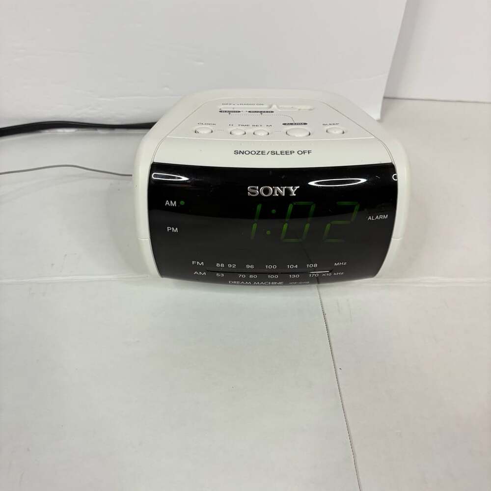Vintage Sony Dream Machine ICF-C112 White Cube Alarm Clock-AM/FM Corded Tested
